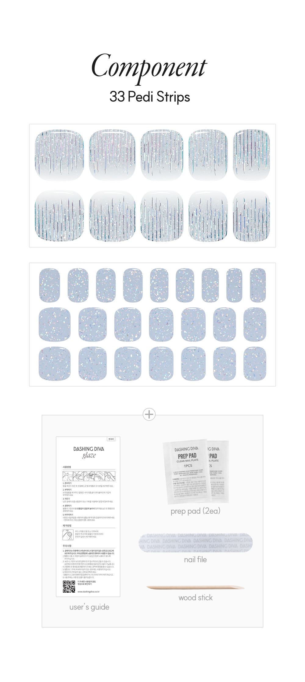 Dashing Diva Glaze Pedi Dazzling Soda Kit Components