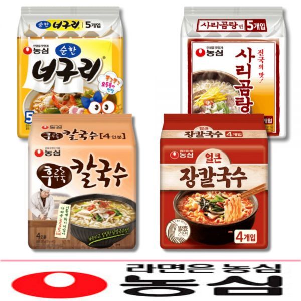 농심 후루룩 칼국수 97g 4개 + 얼큰장칼국수 103g 4개 + 순한너구리 120g 5개 + 사리곰탕면 110g 5개 : 에나스팟