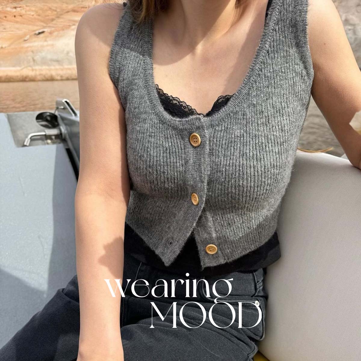 [일부당일] 아웃핏 워스 니트 유넥 나시 탑 크롭 모헤어 울 레이어드 조끼 (3c)