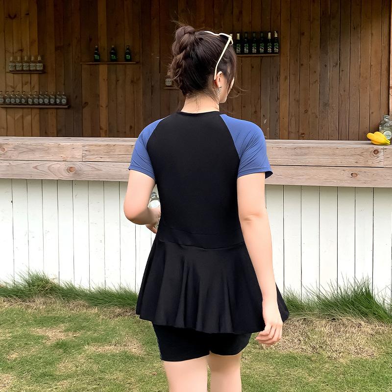 체형커버 수영복 래쉬가드 원피스 스커트 복서 브리프 세트 - 상세 이미지 3
