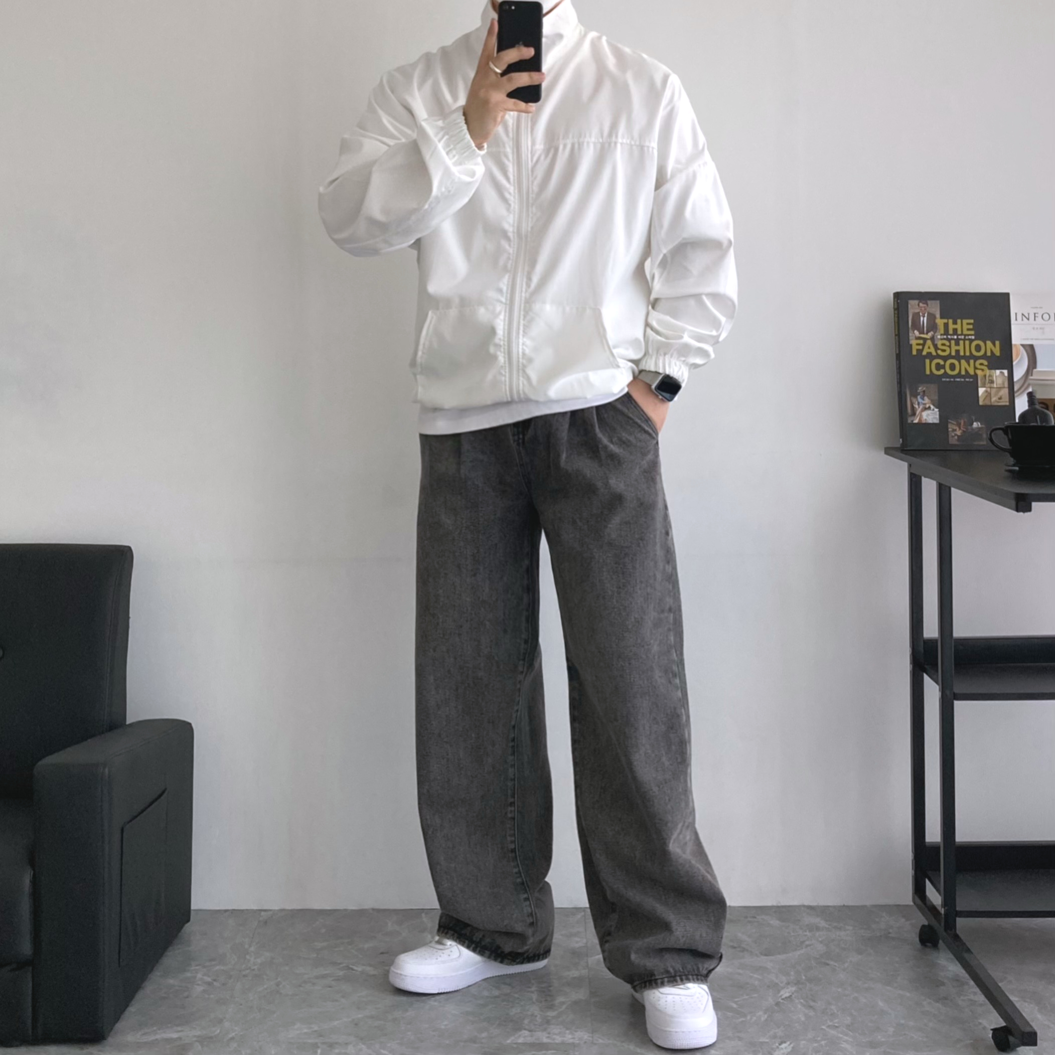 남자 바람막이자켓 두줄무지 Y2K 후드집업 나일론 윈드브레이커 경량점퍼 이미지 8