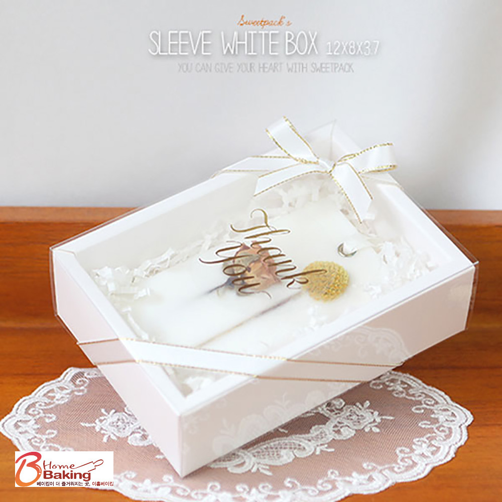 [대용량] 슬리브화이트박스 직사각 x 100개 답례떡 마카롱 쿠키 선물 간식 석고캔들 제품 이미지