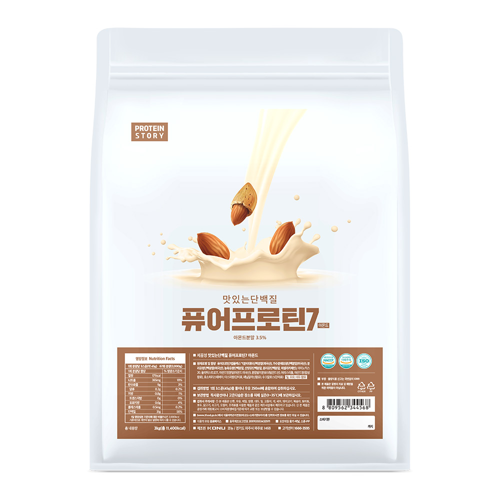 프로틴스토리 맛있는 단백질 퓨어프로틴7 아몬드 3kg