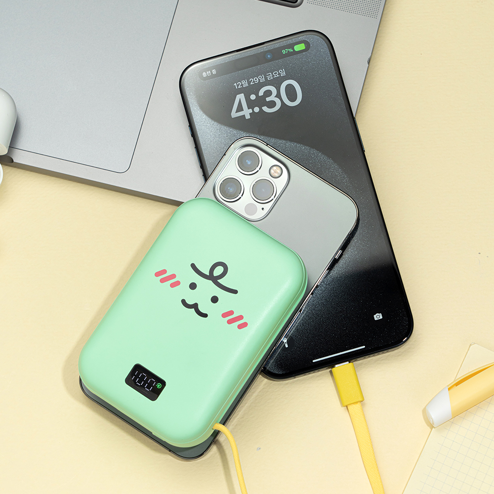 카카오프렌즈/니니즈 케이블형 맥세이프 고속충전 보조배터리 20000mAh, 죠르디 - 상품 이미지