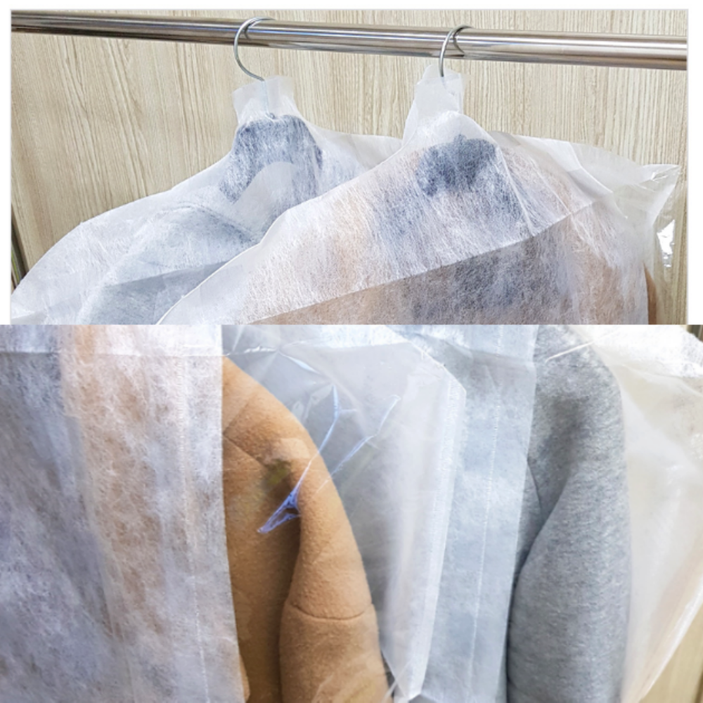 투명창 옷장정리 의류커버 가정용 먼지방지 부직포재질 겨울옷보관 옷커버 패딩커버 2P - 상품 이미지
