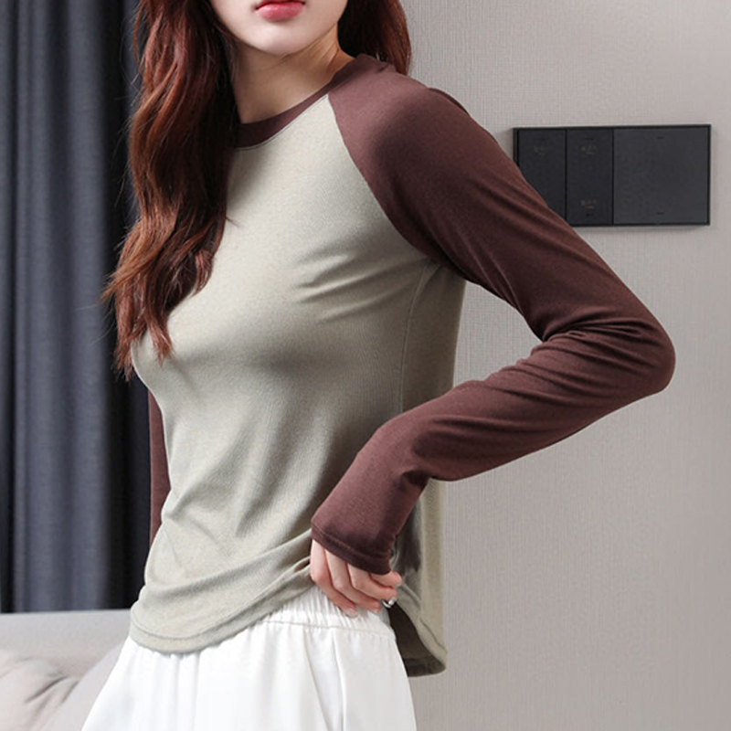긴팔 나그랑 티셔츠 라운드 여성 레글런 기본티 - 상세 이미지 4