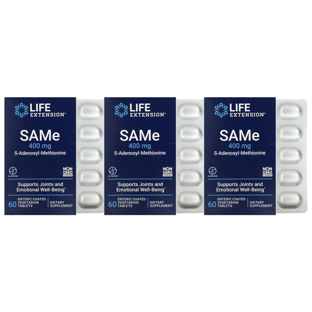 라이프익스텐션 SAMe S-Adenosyl-Methionine 400 mg SAM-e 60정 (3개) - 상품 이미지