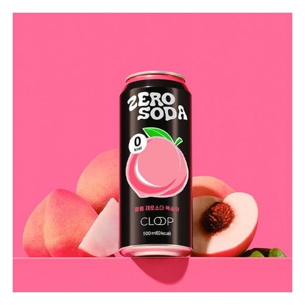 클룹 제로소다 복숭아 500ml ( 0 Kcal/ 탄산보존 클룹뚜껑 ) : 오피스템