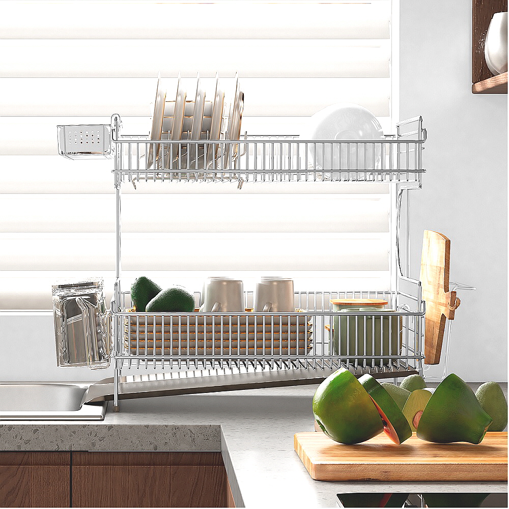 벨리체 304(18-8) 올 스텐 물빠짐 2단 세로형 그릇 설거지 식기건조대 대형