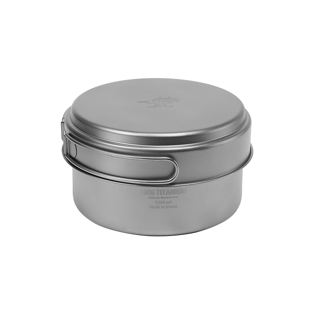 AMG 티타늄 코펠 1250ml 캠핑 반합 쿠커 백패킹 +WB비너