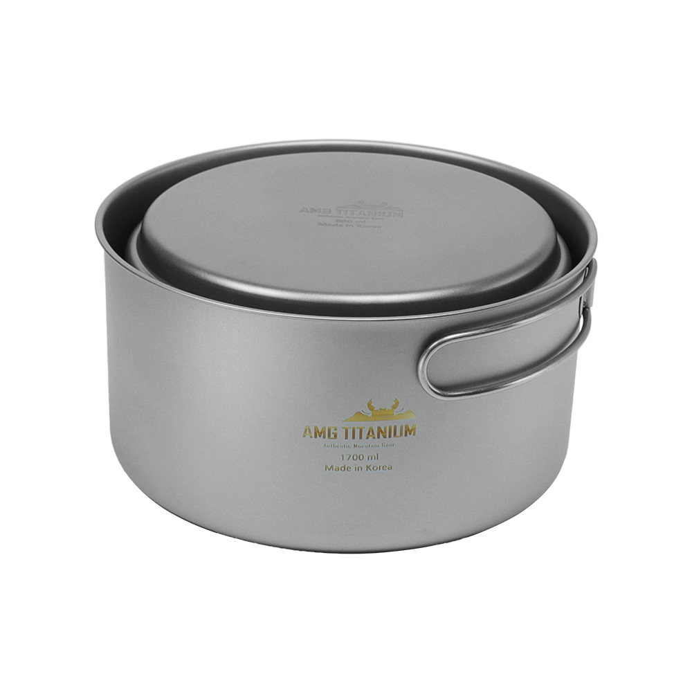 AMG 티타늄 코펠 1250ml 캠핑 반합 쿠커 백패킹 +WB비너