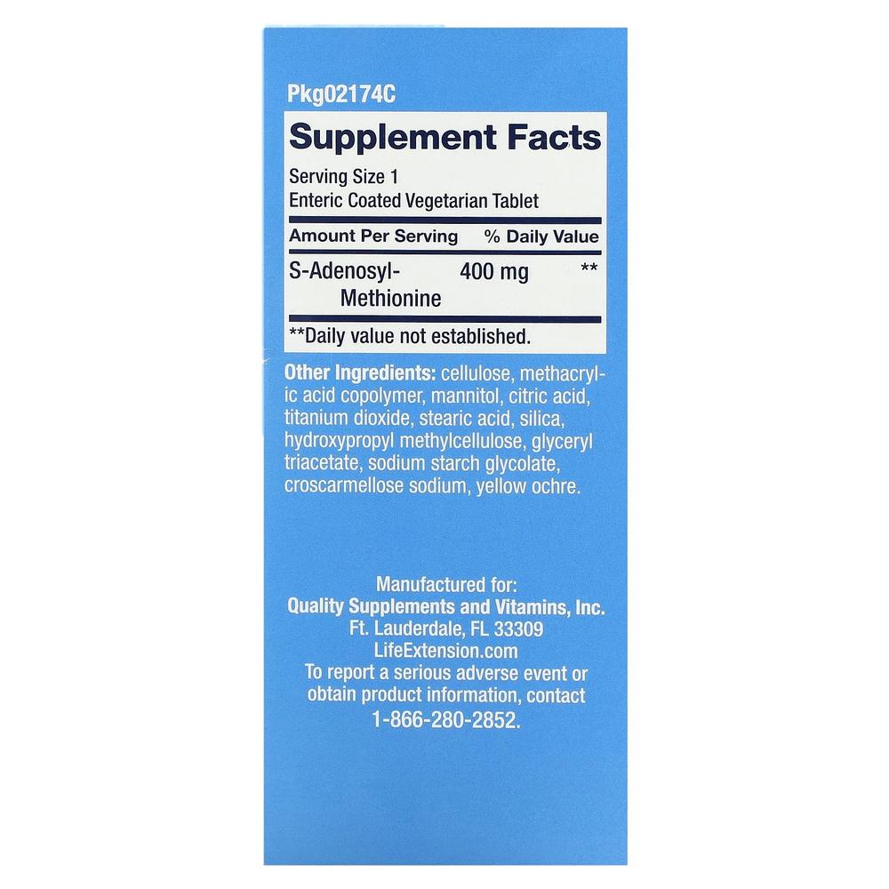 라이프익스텐션 SAMe S-Adenosyl-Methionine 400 mg SAM-e 60정 (3개) - 상세 이미지 3