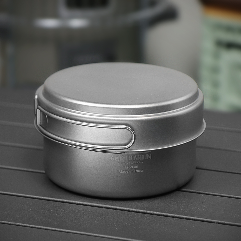 AMG 티타늄 코펠 1250ml 캠핑 반합 쿠커 백패킹 +WB비너
