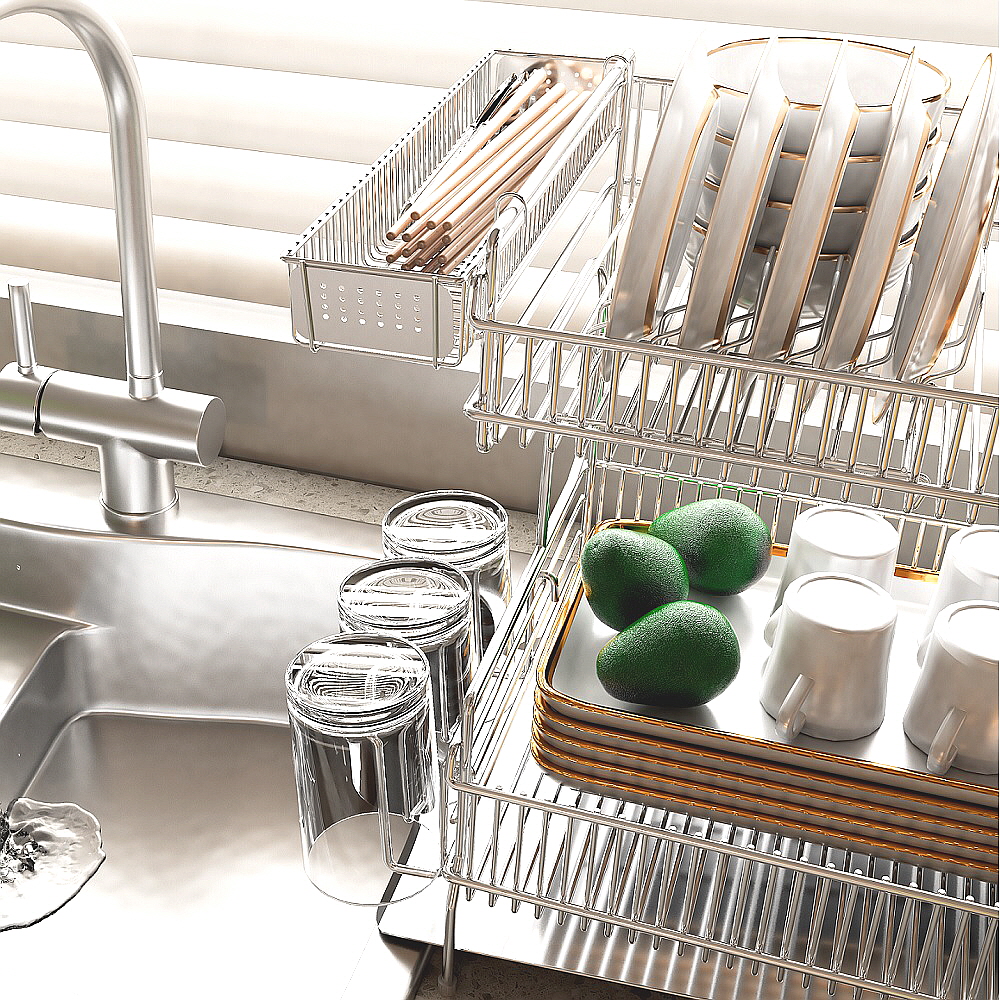 벨리체 304(18-8) 올 스텐 물빠짐 2단 세로형 그릇 설거지 식기건조대 대형