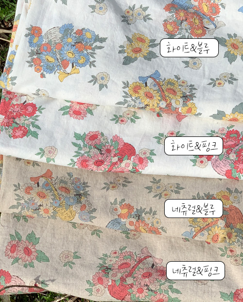더블유패브릭 꽃바구니 워싱처리 15수 대폭 린넨천 대폭 원단 앞치마 커튼 소품 천가게 - 상세 이미지 2