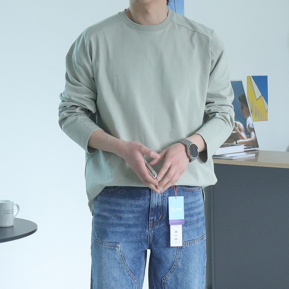 남자긴팔티 오버핏 레이어드 이너 빅사이즈 티셔츠 - 상세 이미지 4