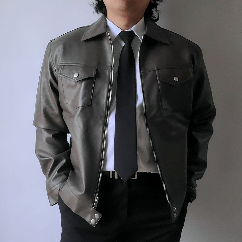 남자 가죽 레더 봄 워크 자켓 이미지 6