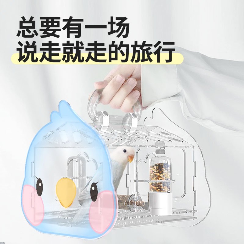 앵무새 이동장 새장 새 소형 투명 산책 휴대용 미니 케이지 이동가방 외출 - 상세 이미지 4