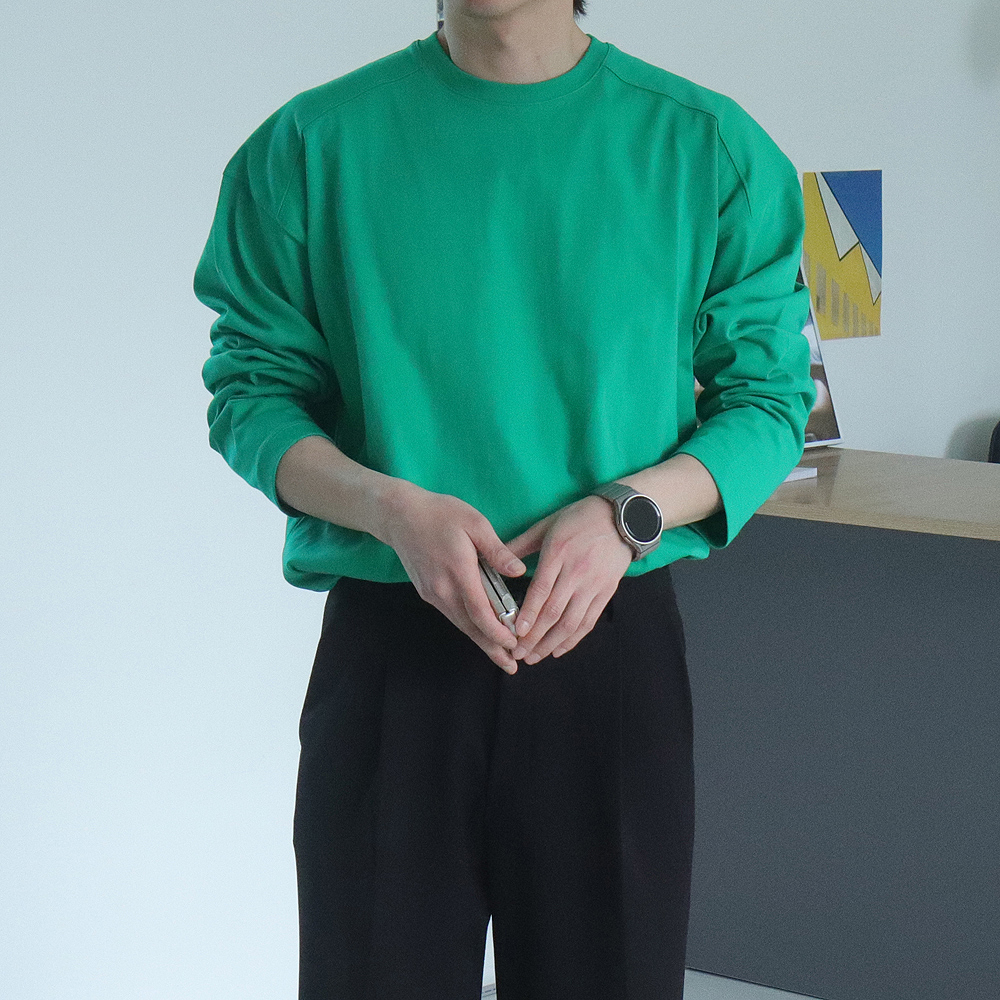 남자긴팔티 오버핏 레이어드 이너 빅사이즈 티셔츠 - 상세 이미지 5