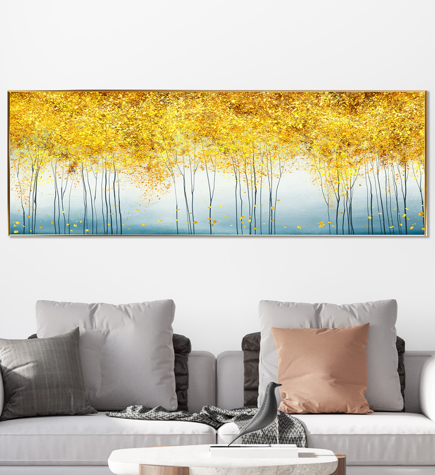 돈들어오는그림 황금 돈나무 거실 대형 풍수 그림 블루컬렉션 추상화 돈나무 120x41cm - 상세 이미지 5