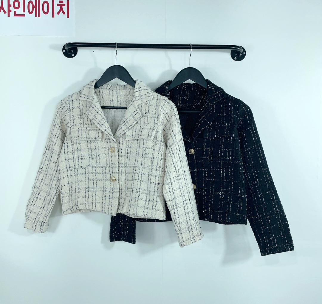 여자여자몰 휘뚜루마뚜루 체크 카라 트위드 숏자켓 봄 데일리 캐쥬얼자켓 이미지 6
