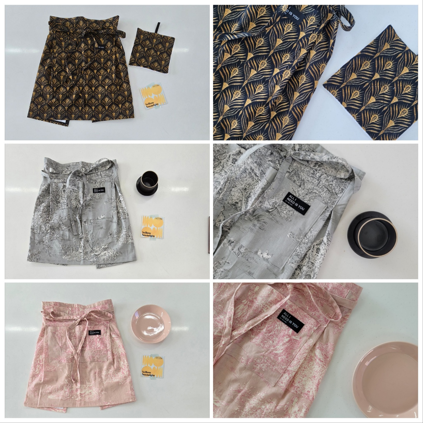 타올을 품은 린넨 앞치마 에이프런