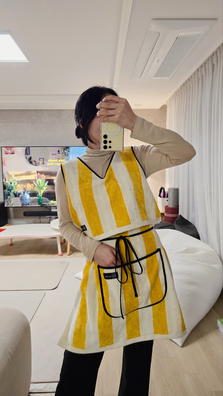 스트라이프 타월 수건 앞치마 에이프런