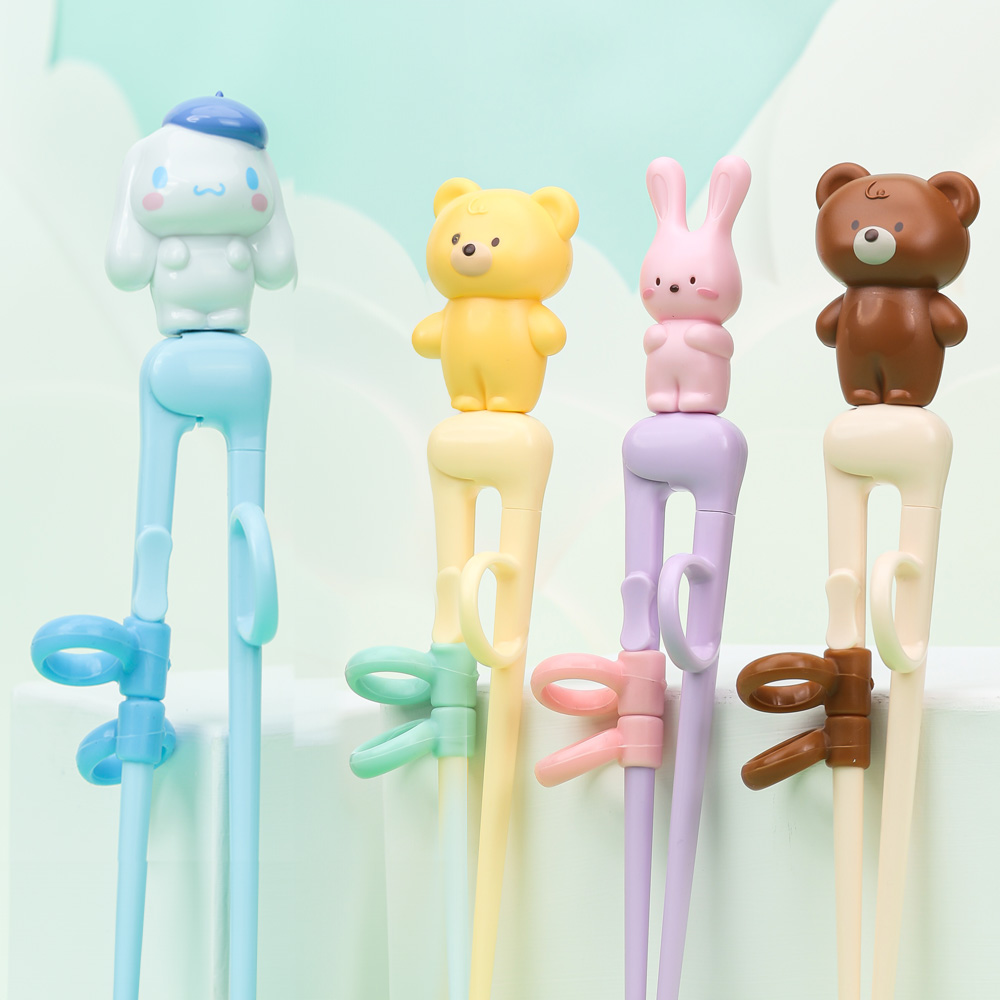 릴팡더스틱 맥스 유아 아기 첫 연습 젓가락 1단계  캐릭터 핑크토끼 곰 오른손 왼손 - 상품 이미지