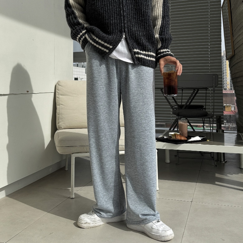 1+1 남자 허플 봄 가을 롱와이드 스판 트레이닝팬츠 - 상세 이미지 3