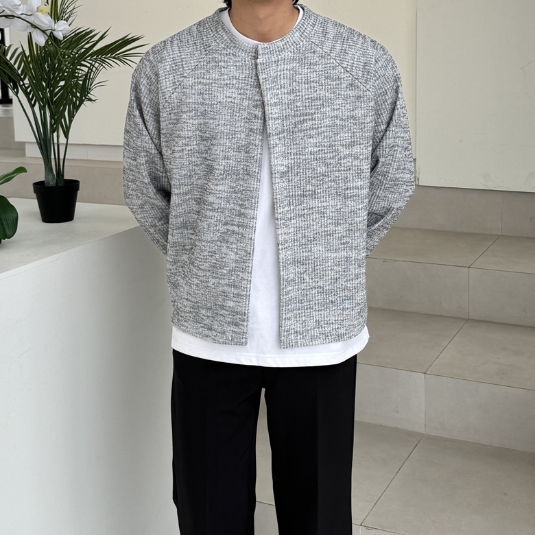 남자 카가 봄 가을 간절기 니트 합포 라운드 가디건