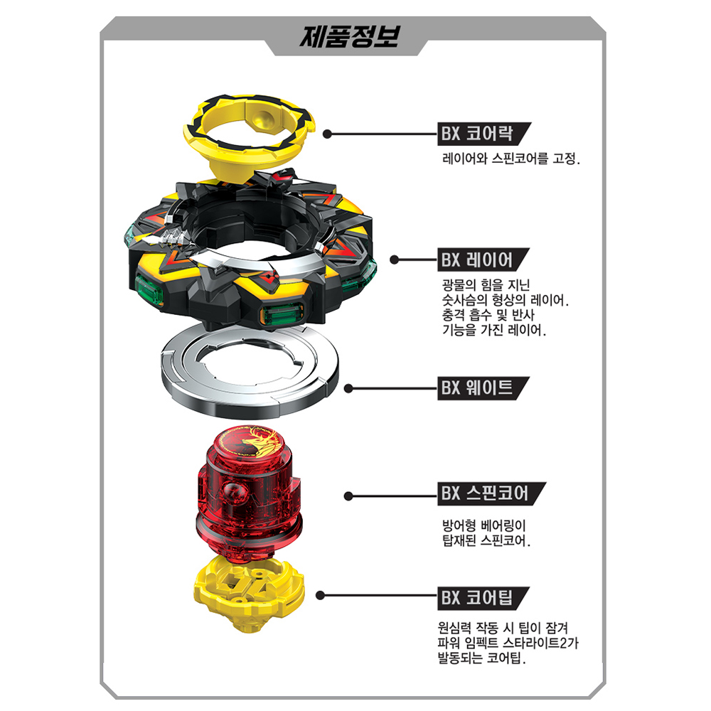 차징탑스피너 BX 크리스탈 앤틀러 팽이 장난감 배틀 남자아이 선물 스티커 세트 - 상세 이미지 2