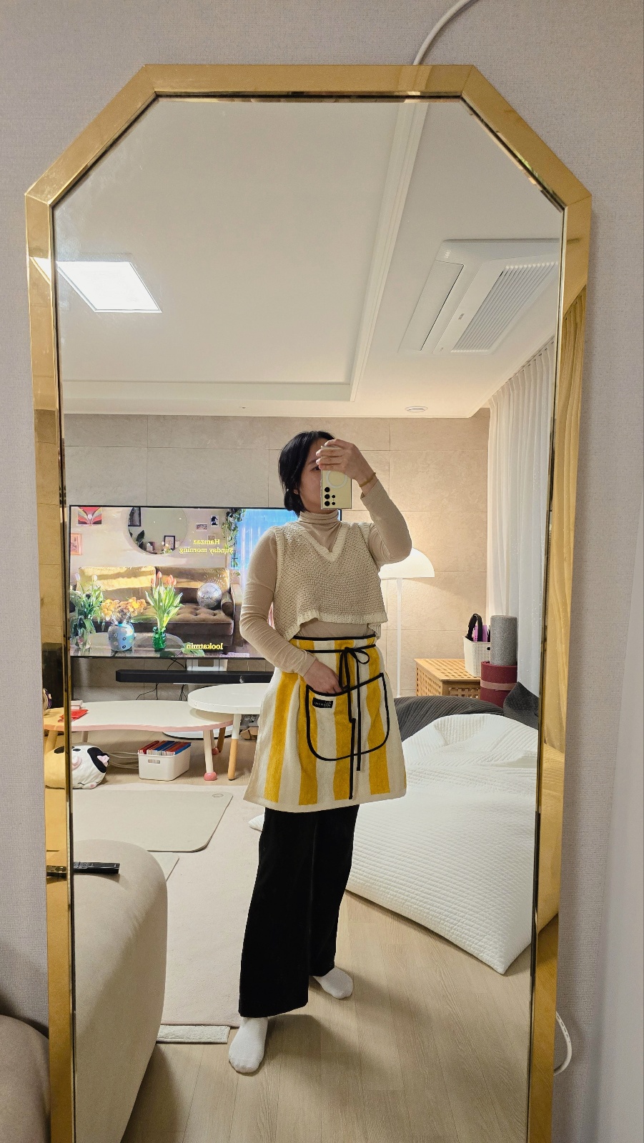 스트라이프 타월 수건 앞치마 에이프런