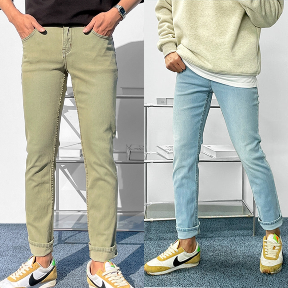 남자 포시즌 일자 슬림 워싱 스판 데님 빅사이즈 10컬러