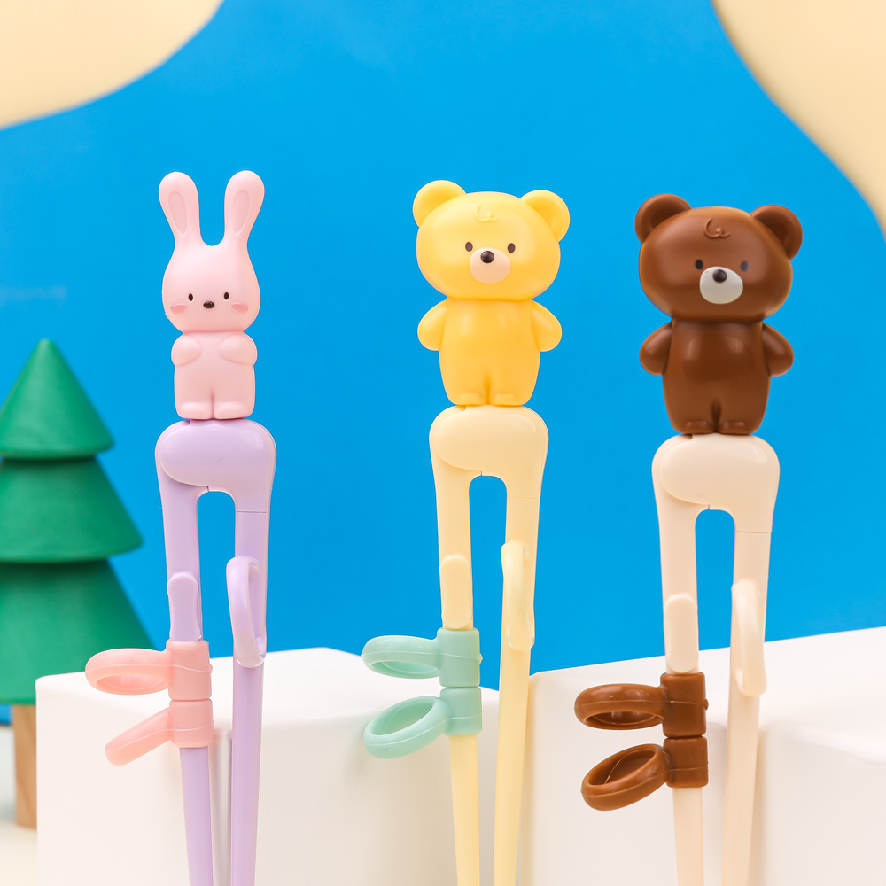 릴팡더스틱 맥스 유아 아기 첫 연습 젓가락 1단계 캐릭터 핑크토끼 곰 오른손 왼손 - 상세 이미지 3