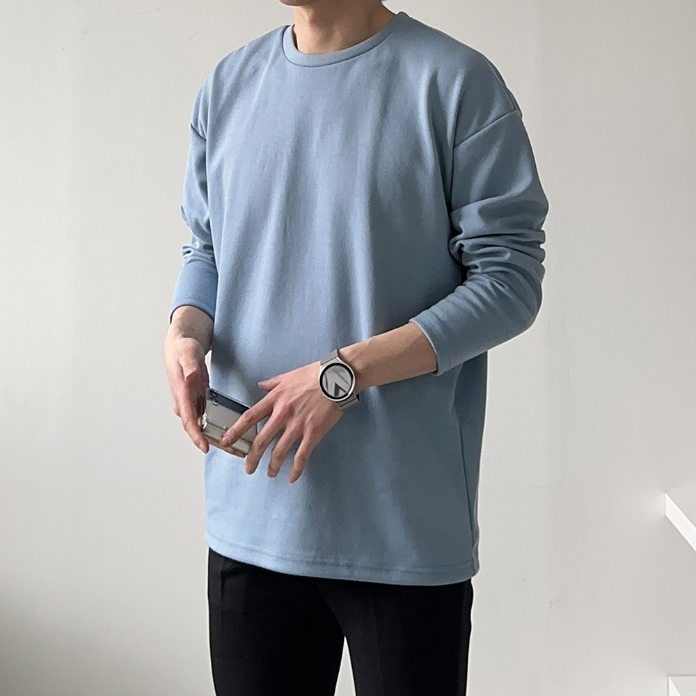남자 긴팔티 흰색 빅사이즈 이너 레이어드 티셔츠 - 상세 이미지 5