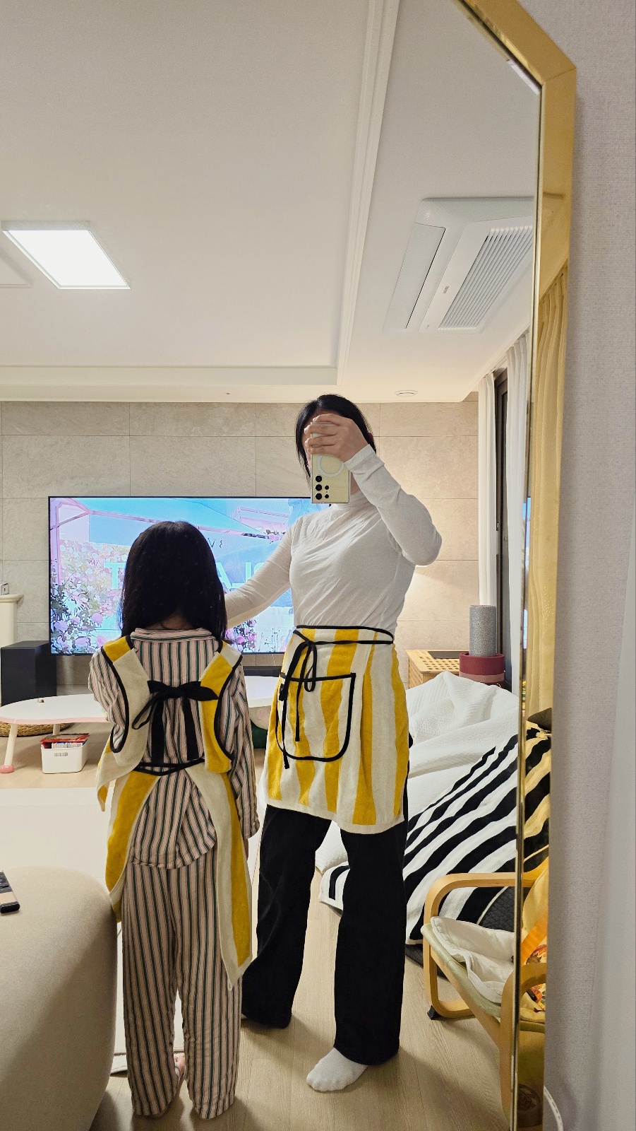 스트라이프 타월 수건 앞치마 에이프런