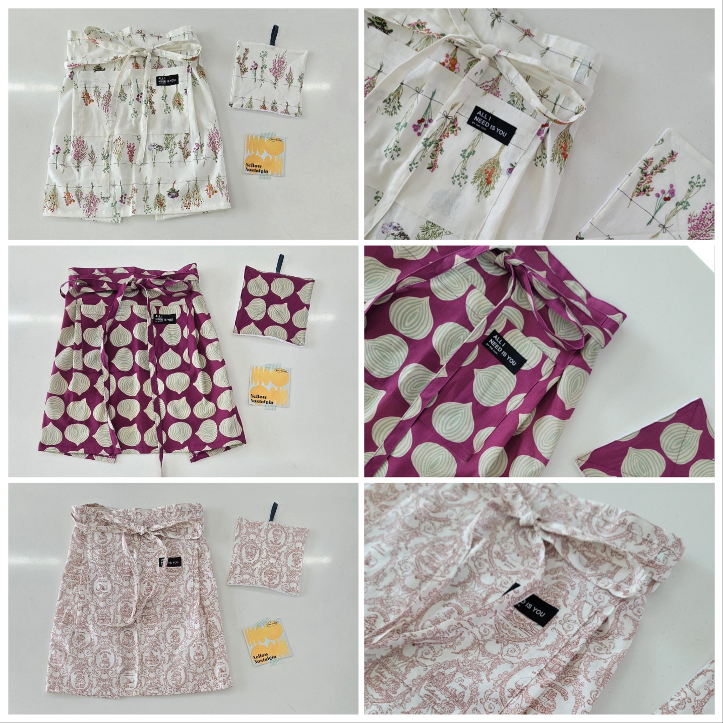 타올을 품은 린넨 앞치마 에이프런