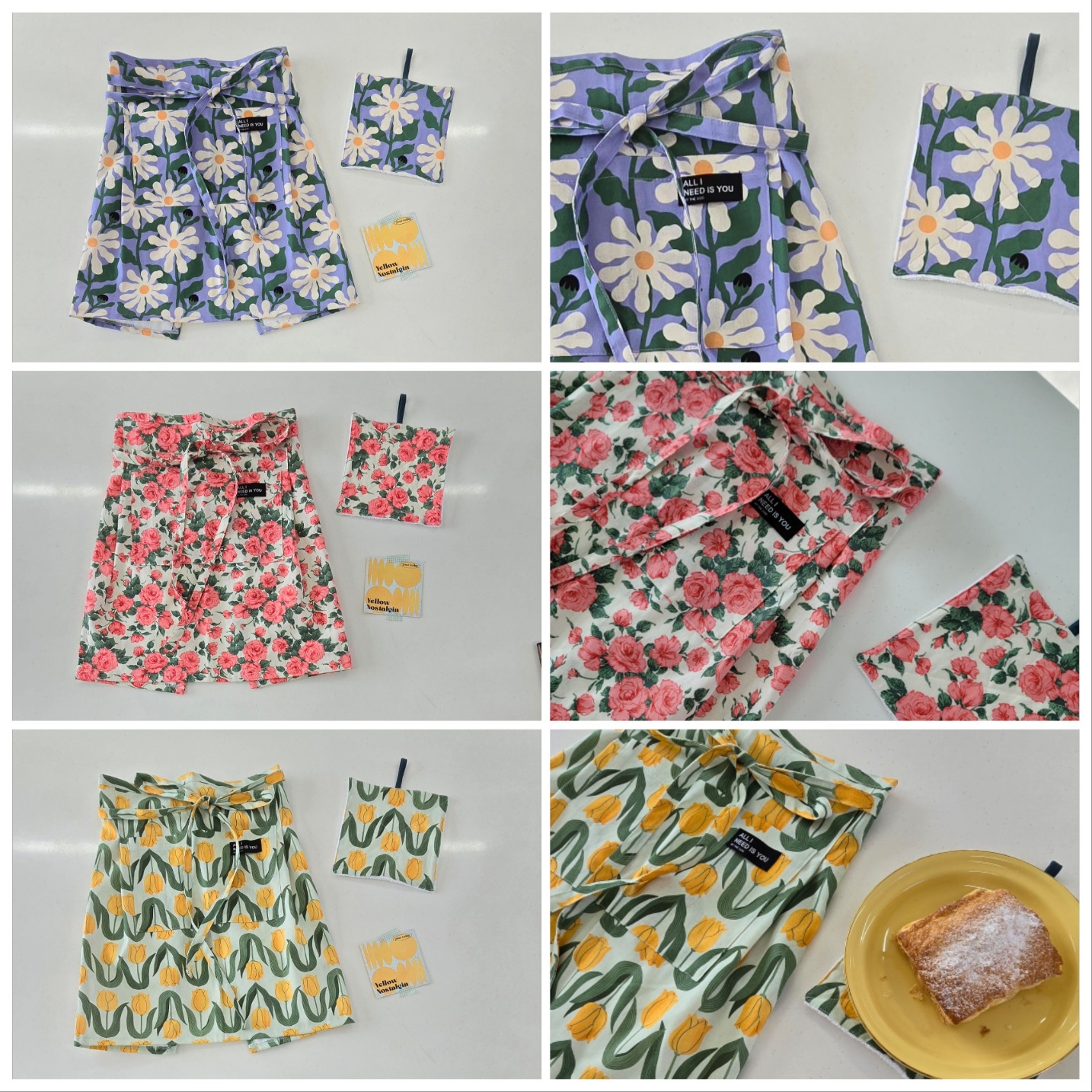 타올을 품은 린넨 앞치마 에이프런