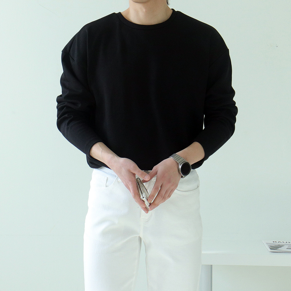 남자 긴팔티 흰색 빅사이즈 이너 레이어드 티셔츠 - 상세 이미지 2