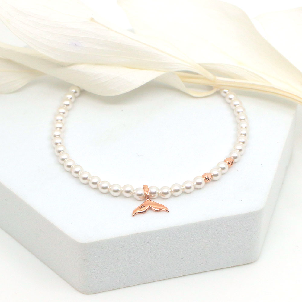 14k 고래꼬리 3mm 스왈 진주 팔찌 OPPB129 - 상세 이미지 4