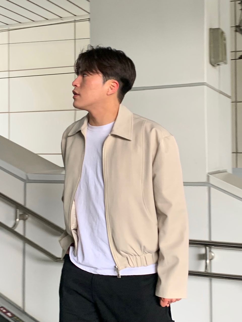 남자크롭자켓 커브드 투웨이 블루종자켓 - 상세 이미지 3