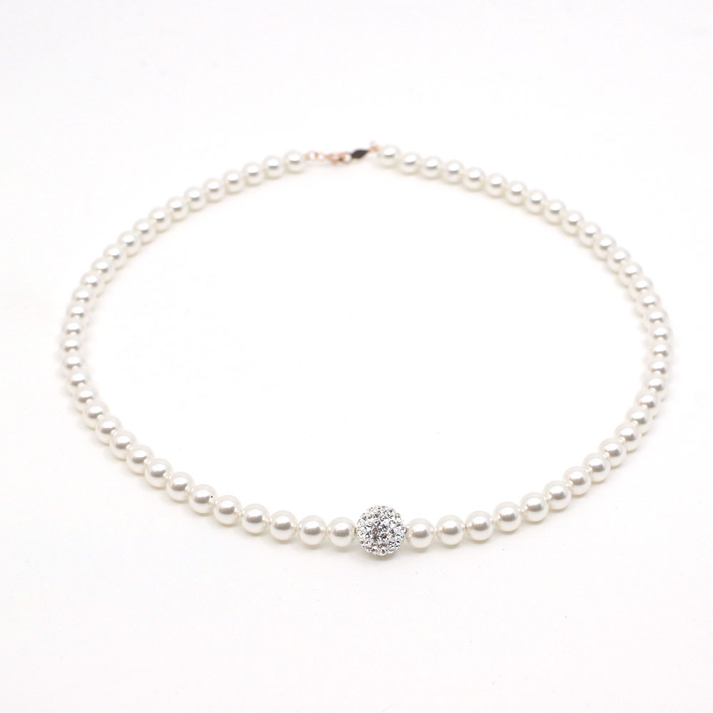 14k 화이트 점토볼 6mm 스왈 진주 목걸이 OPPN0660 - 상세 이미지 4