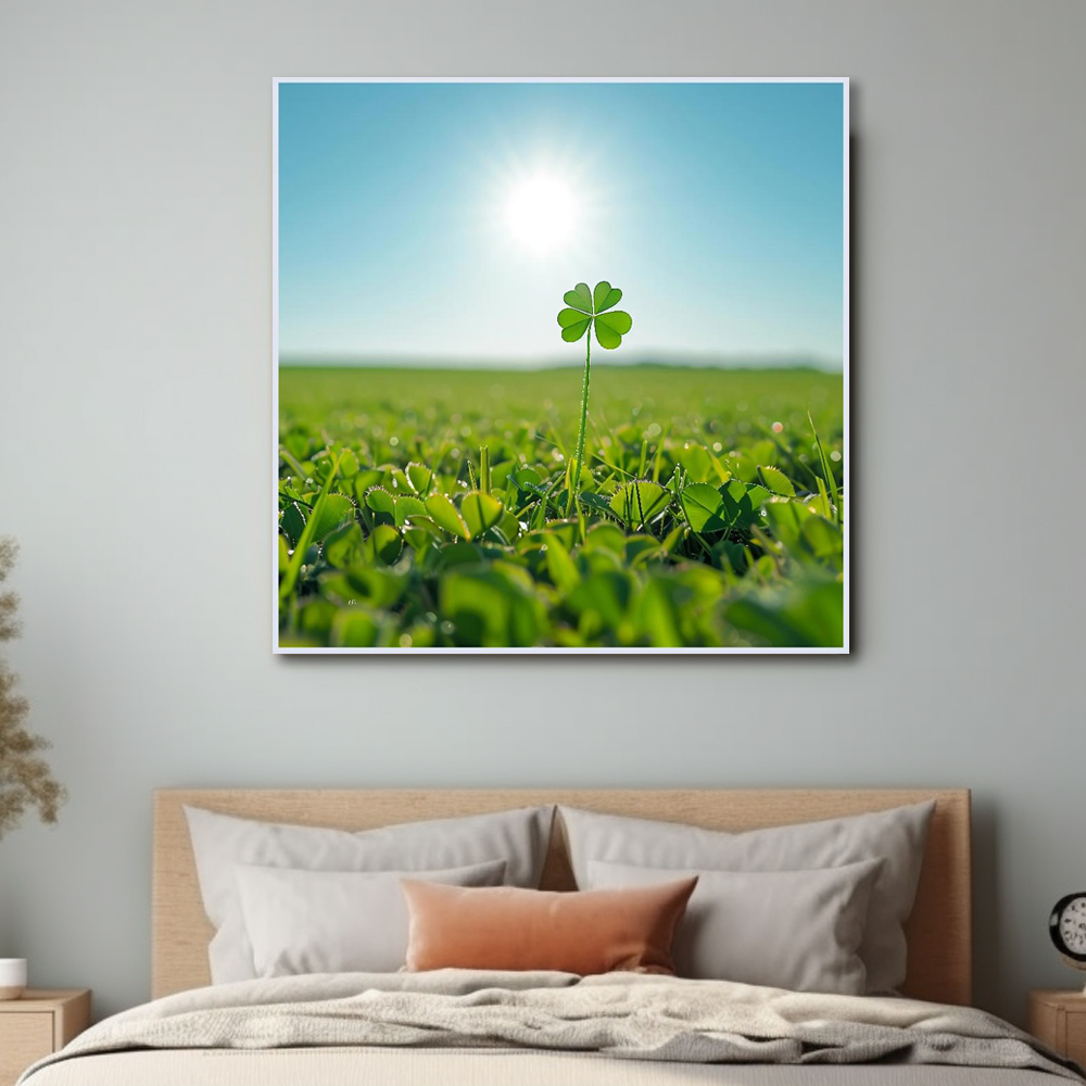 황금행운 80x80cm 무광골드 알루미늄액자 네잎클로버그림 - 상세 이미지 3