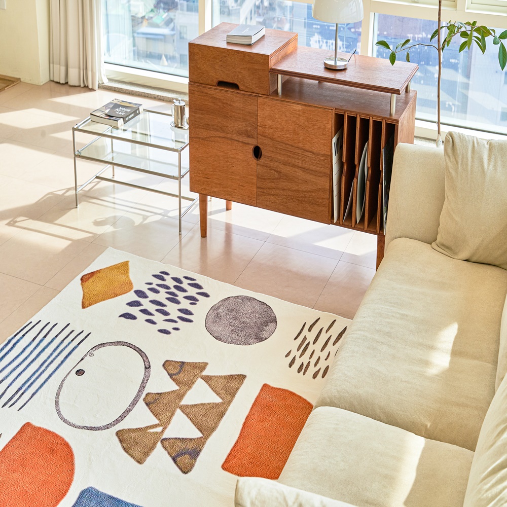 채우다공간 거실 단모 양털 모로칸 워셔블 러그 80x160