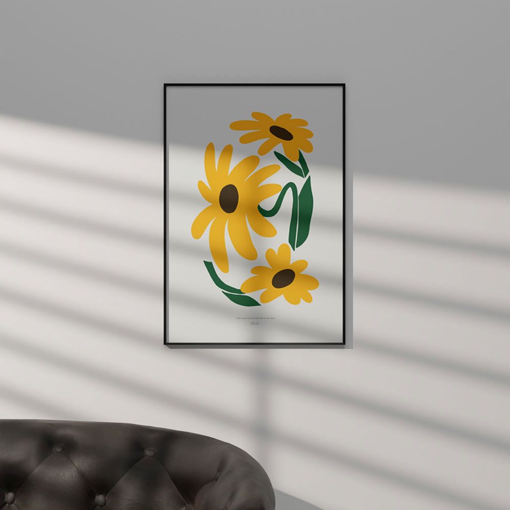 해바라기 그림 액자 거실 풍수 인테리어 포스터 행운바라기 A3 (297x420mm) - 상세 이미지 2