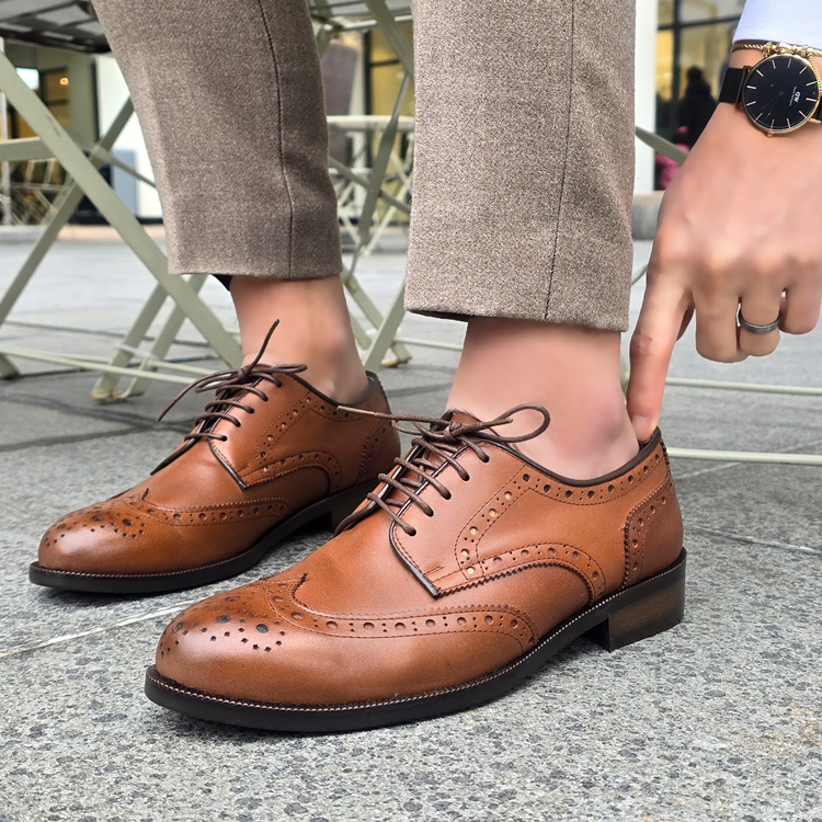 소가죽 남성화 윙팁구두 수제화 웨딩로퍼 240 290mm