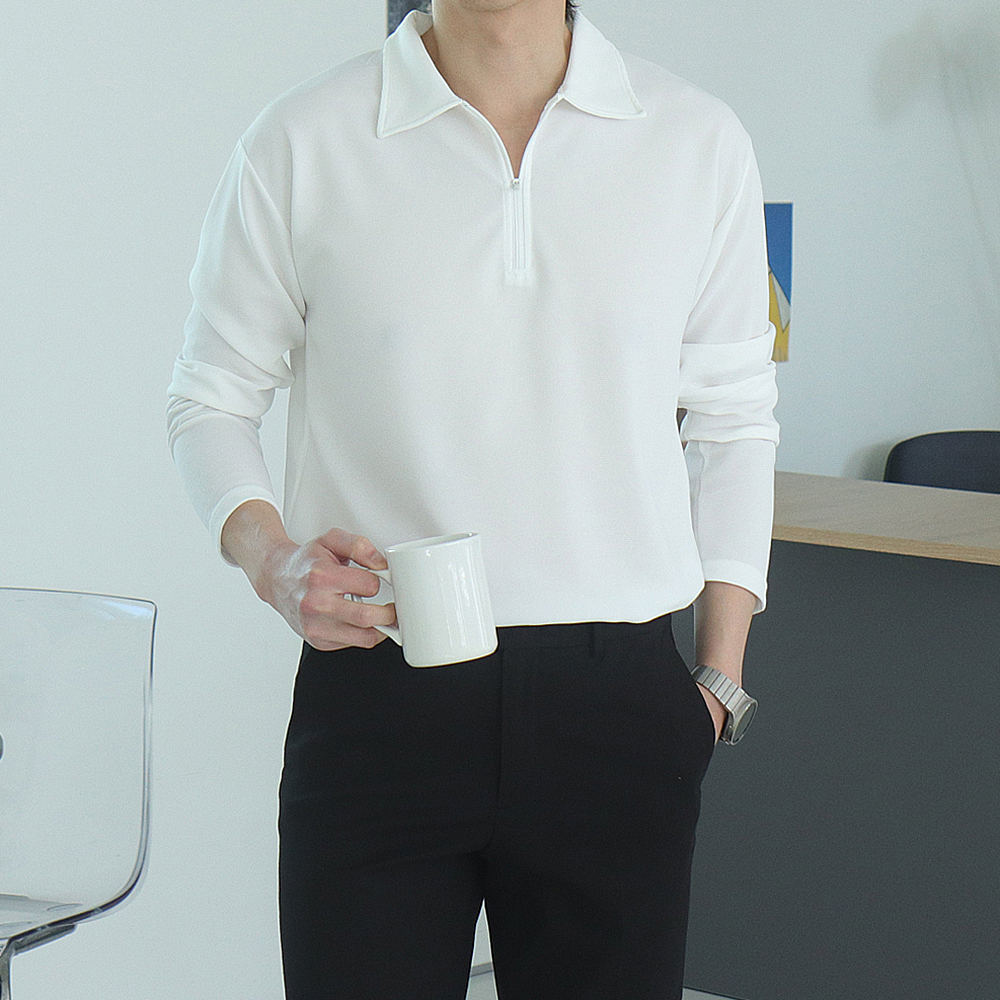남자카라티 머슬핏 헨리넥 정장 남자 긴팔 티셔츠 - 상세 이미지 5