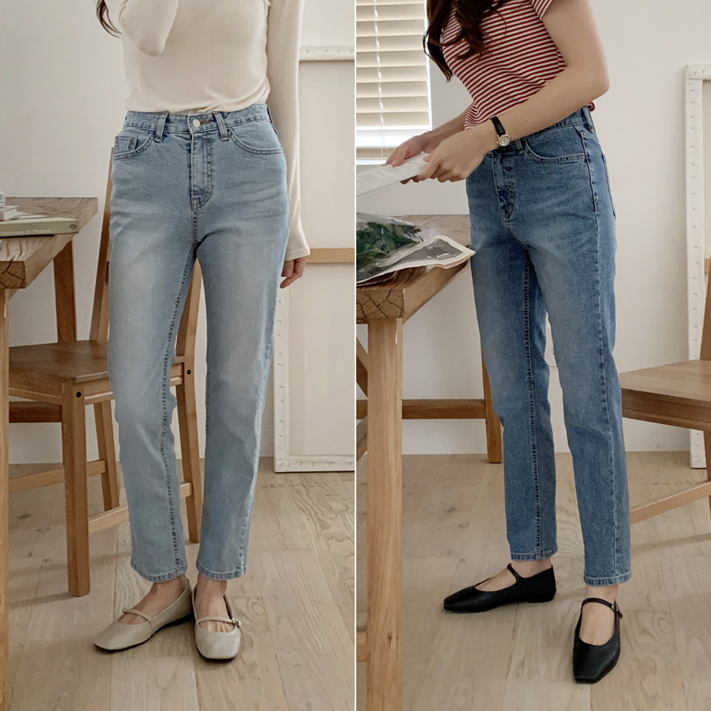 하이웨스트 보이핏 연청 진청 데님 팬츠 여름 여자청바지 일자진 연청바지 키작녀청바지
