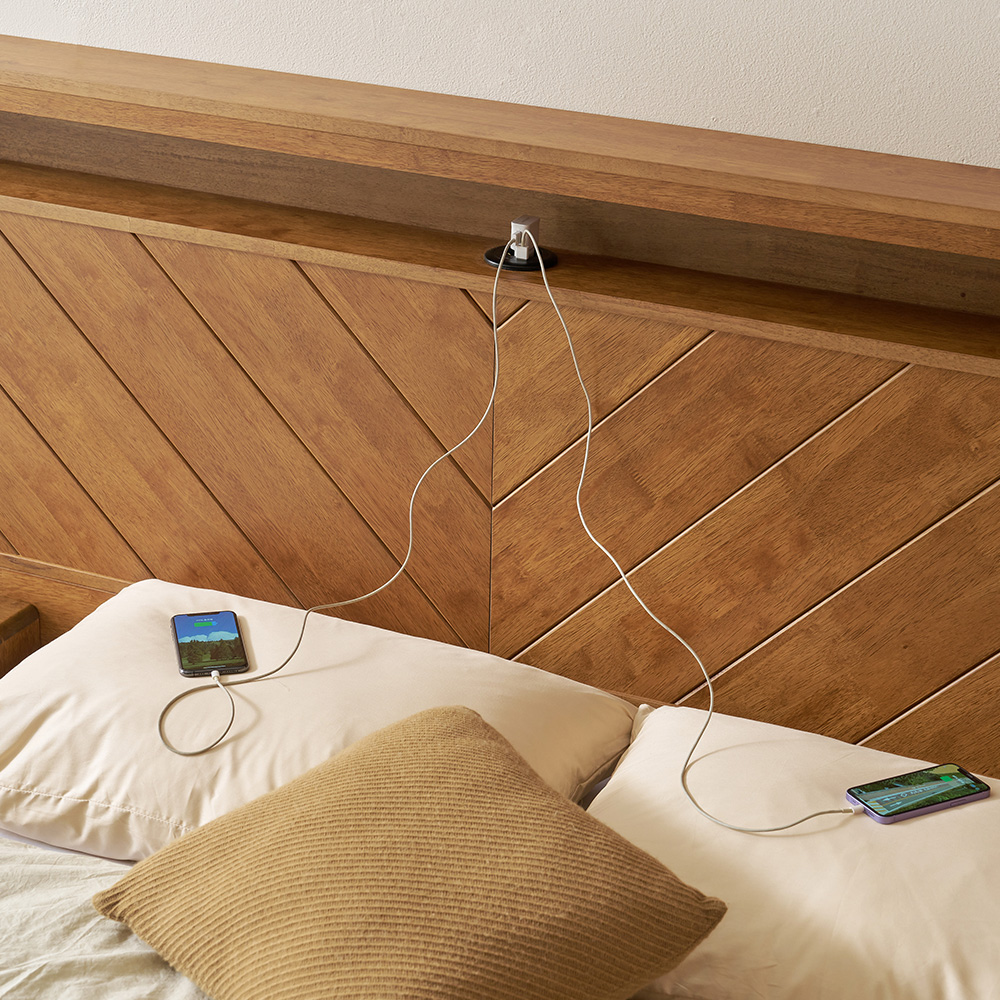 모브 조명 헤링본 원목 침대 프레임 다리형 퀸 킹 사이즈 Q/K공용