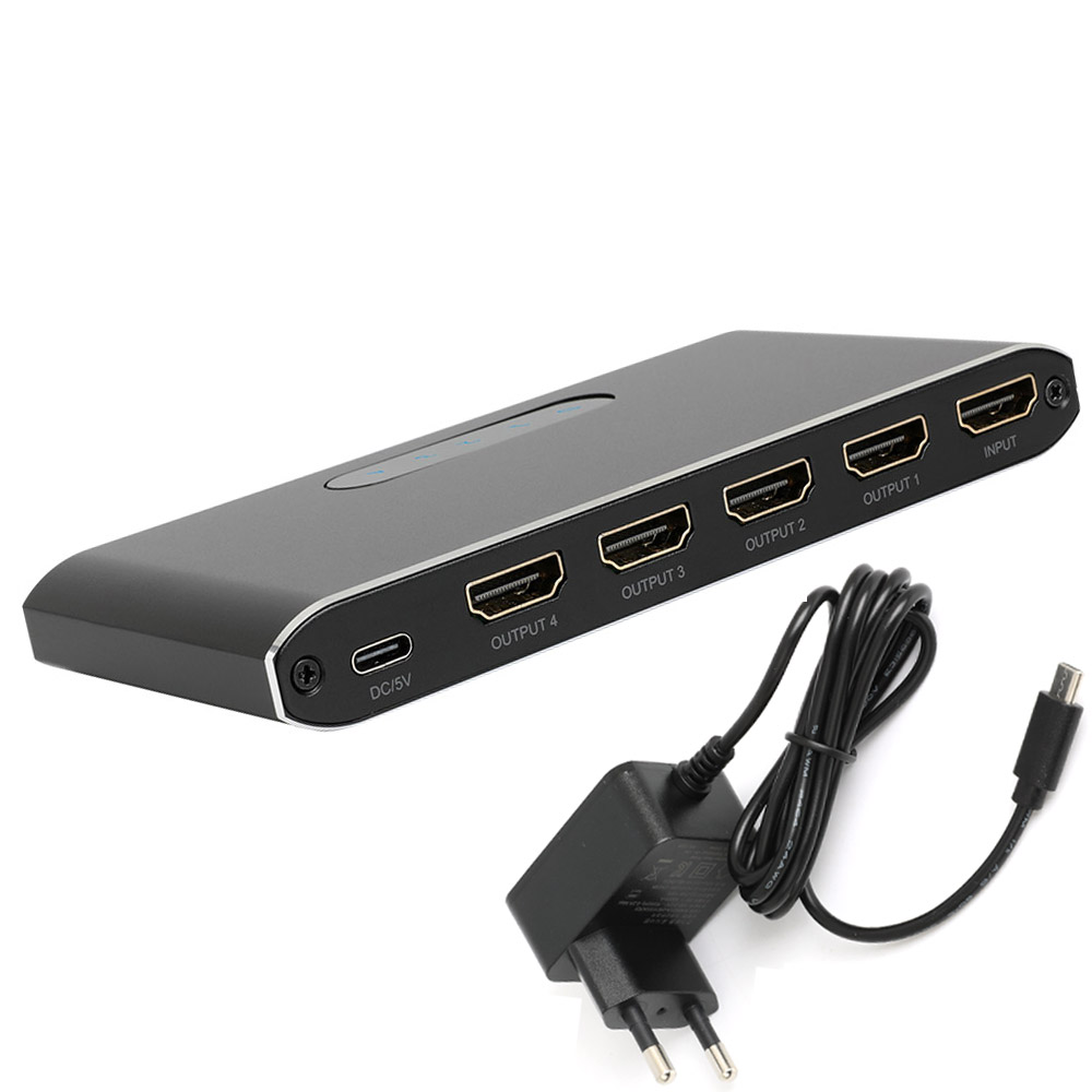 4K HDMI 분배기 1:4 스플리터 모니터분배기 HDCP 2.2 TV 화면 영상 복제